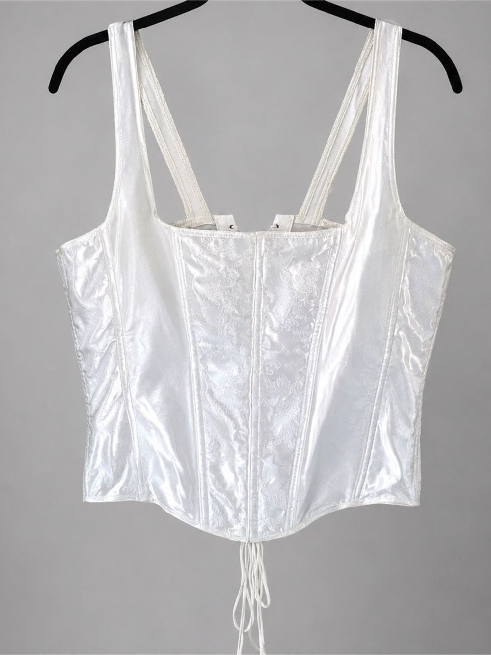 Vintage 90s Empire Intimates Satin Corset Bustier 44 White Bridal Coquette